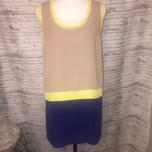 Skies Are Blue Color Block Sleeveless Shift Dress